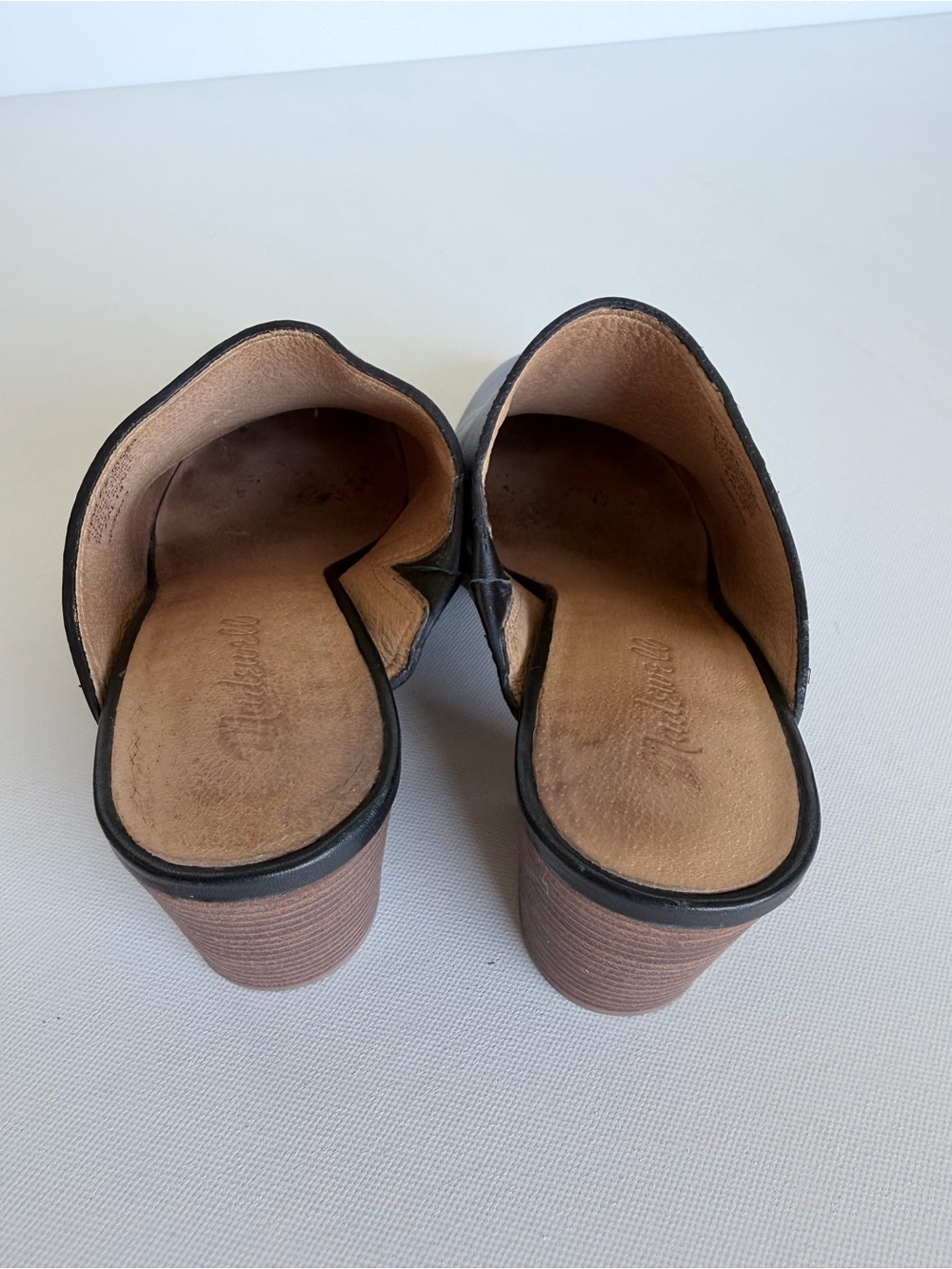 Madewell J8560 Black Leather Block Heel Mule Slides Pointed Toe 8.5 - Picture 5 of 11